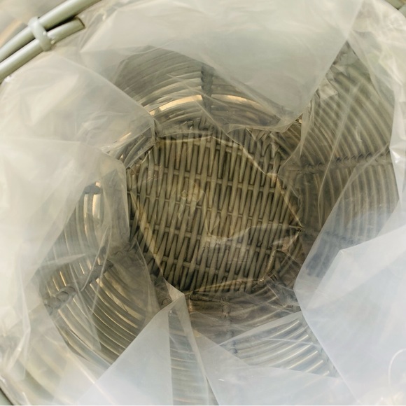 SET OF 3 Gray Plastic Wrapped Metal Planters with Handles and Plastic Lining - Picture 7 of 8